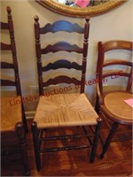 1 wood chair w/ wicker style seat