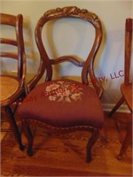 1 wood chair w/ red cushion