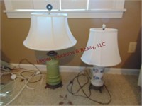 2 decorative table top lamps w/ shades