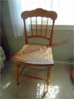 Wood chair w/ wicker seat