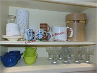 Group of misc: sundae glasses, colored bowls,