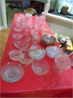 Approx 78 pcs of  misc clear glass: plates, bowls,