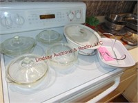 Approx 13 pcs of glass & other baking dishes:
