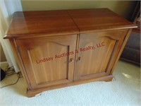 Record player cabinet w/ records, cds & other