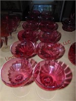 12 pcs of Cranberry glass stemware