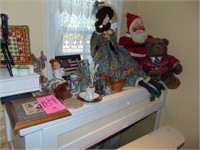 Santa, dolls, glassware & other - see pics