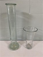 2 Large Glass Vases