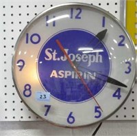 1950's VINTAGE "ST. JOSEPH ASPIRIN" LIGHTED CLOCK
