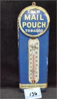 "MAIL POUCH TOBACCO" TIN THERMOMETER