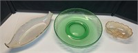 Vintage Vaseline Glass Lustre Dish & Carnival