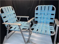 Vintage aluminum children’s folding chairs (2