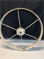 Antique metal wheel 15” wide white