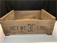 Antique wooden crate 30 LB box 17.5” x 14” x 7”