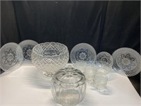 Crystal bowl, cups, dishes, glass pumpkin
