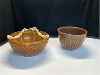 Hyalyn planter with macrame and brown planter