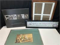 Framed art, pictures with sayings, picture frame