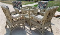 Wicker Patio Table with Round Glass Top not shown