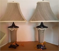 2 Fabric Table Lamps & 2 Floor Lamps