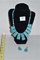 TURQUOISE NECKLACE .925 CLOSURE & EARRINGS