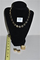 NECKLACE, EARRINGS & RING SET; RING MARKED 925
