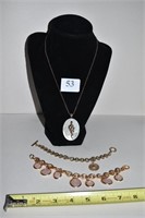 NECKLACE 925 BRONZE FINISH W/ MOTHER PEARL