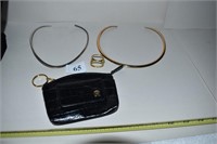 TWO CHOCKER NECKLACES, COIN/CREDIT CARD HOLDER,