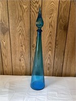 Blue glass vase with topper