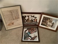 4 pieces of framed art