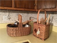 2 baskets with kitchen contents