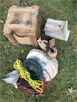 Power cables, rope, and assorted items