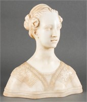 Art Nouveau Continental Alabaster Bust of a Woman