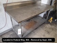 72"L X 30"W X 35"H STAINLESS WORKBENCH