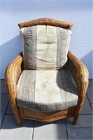 Large Rattan Arm Chair & Cushions