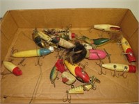 Assorted antique wooden lures