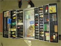 Fishing tackle box w/ assorted modern lures