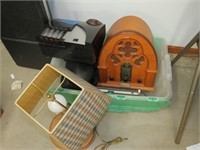 Coin sorting machine, radio, lamp, misc