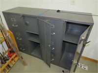 2 steel master metal file cabinets 1 w/ safe