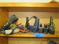 assorted drills & batteries