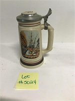 Large 1987 Brazil Handcrafted Stein silver lid