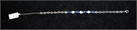 Sterling Silver Genuine Sapphire 2cts & CZ Bracele