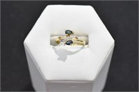 10kt Yellow Gold Sapphire & Diamond Ring Sz 7