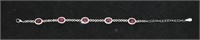 Sterling Silver Genuine Ruby & CZ Bracelet