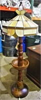 Handmade Wooden Lamp w/Tiffany Style Shade