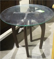 Glass Top Table w/Wooden Base