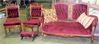 4 Pc. Settee, 2 Chairs, Foot Rest