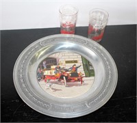 Fire Truck Plate & Juice Glasses