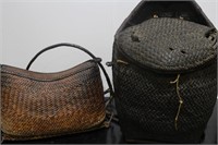 Vintage Woven Back Pack & Shoulder Bag