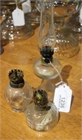 Three Mini Oil Lamps Approx 4" to 10" High