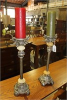 Two Pillar Candle Holders/Candles