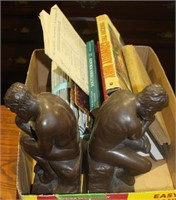 Group of Books & The Thinker  Bookends